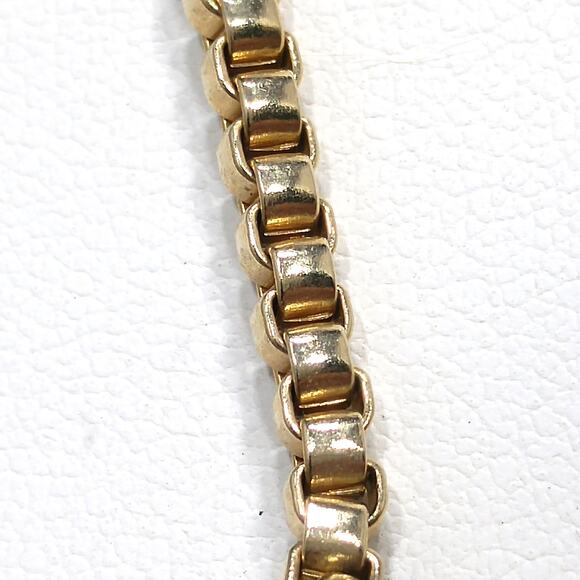 Vintage 1940s Green Rhinestone Pendant Necklace, Gold Plated Box Chain - Picture 8 of 10